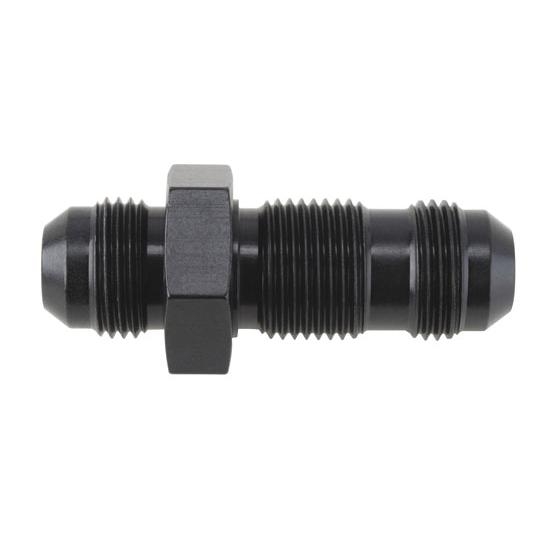 Straight Aluminum Bulkhead Flare Fitting, Black, -12 AN