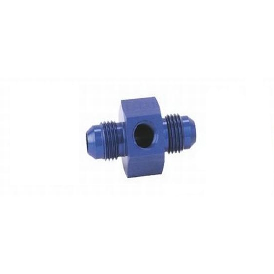 Inline Fuel Pressure Adapter, -6 AN to -6 AN w/ 1/8Inch NPT, Blue
