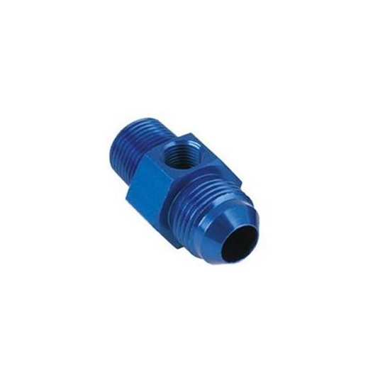 Inline Fuel Pressure Adapter, -6 AN to 3/8 Inch NPT w/1/8 In NPT Port