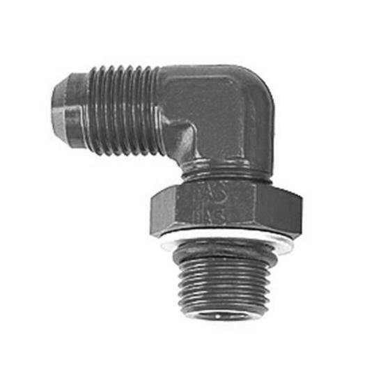 Goodridge AN921-06DBLK -6 AN to -6 Port Fitting, 90 Degree, Black