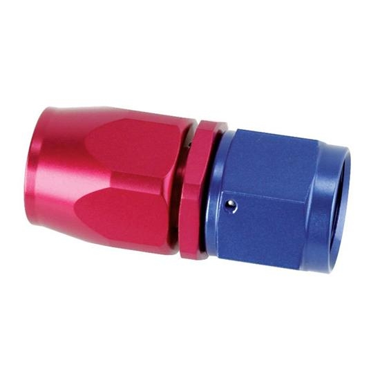 Speedway Full Flow Swivel Hose End Fitting, Straight, Red/Blue, -8 AN