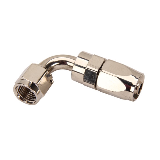 Speedway Full Flow Swivel Hose End FItting, 90 Degree, Nickel, -8 AN