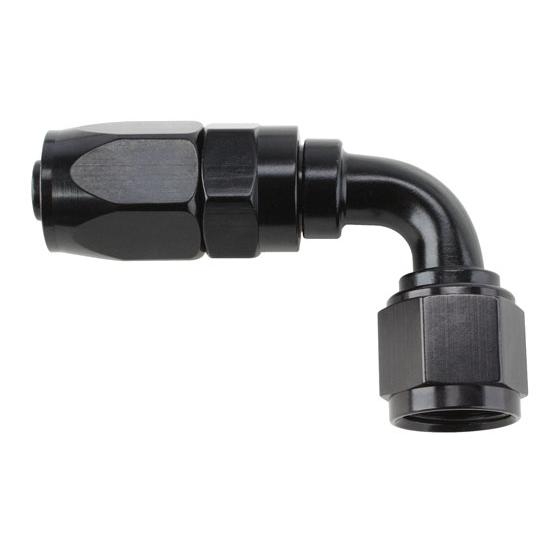 Speedway Full Flow Swivel Hose End Fitting, 90 Degree, Black, -10 AN