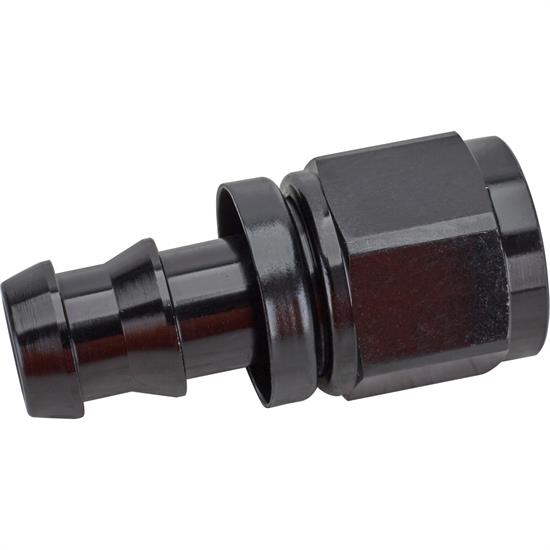 Black Socketless Straight Push-On Hose End, -8 AN
