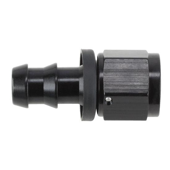 Black Socketless Straight Push-On Hose End, -12 AN