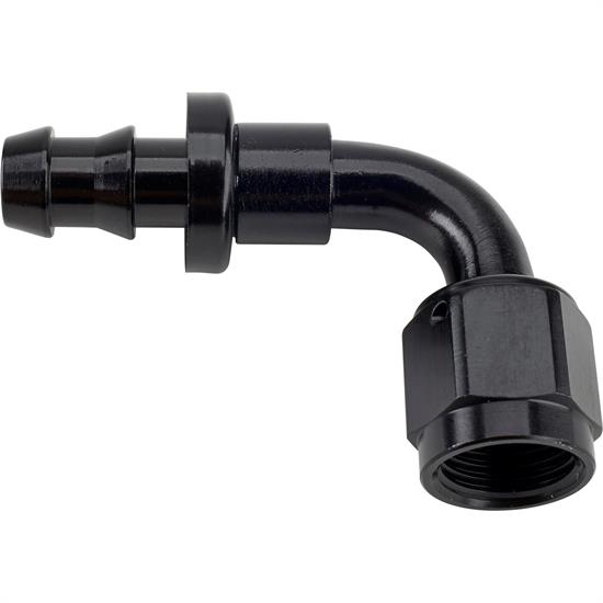 Black 90 Degree Socketless Push-On Hose End Fitting, -6 AN
