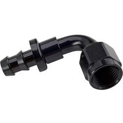 Black 90 Degree Socketless Push-On Hose End Fitting, -6 AN