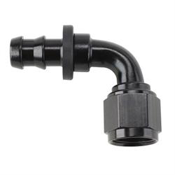 Black 90 Degree Socketless Push-On Hose End, -8 AN