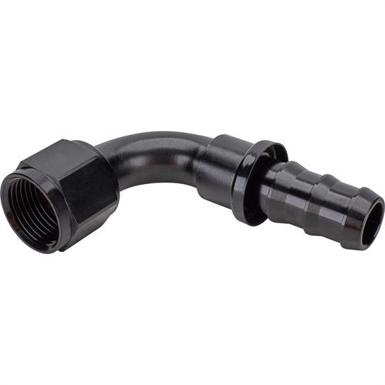 Black 90 Degree Socketless Push-On Hose End, -10 AN