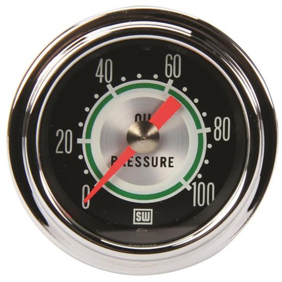 Stewart Warner 360DP Green Line 21/16 Mechanical Oil Pressure Gauge