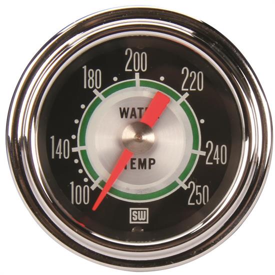 Stewart Warner 361AT72 Green Line Mech Water Temp Gauge 21/16 Inch
