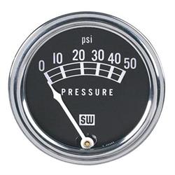 Stewart Warner 82207 Std 2-1/16 In. Oil Pressure Gauge, Mech, 0-50 PSI