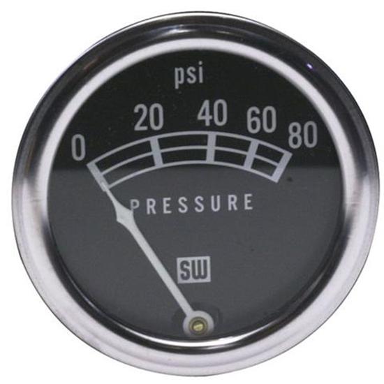 Stewart Warner 82208 Std 2-1/16 In. Oil Pressure Gauge, Mech, 0-80 PSI