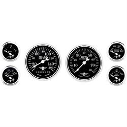 Stewart Warner 82225 Wings Six Black Gauge Set, Electric/Mechanical