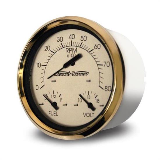 Stewart Warner 82259 Vintage 3-in-1 Gauge Kit, Speedometer/Tach