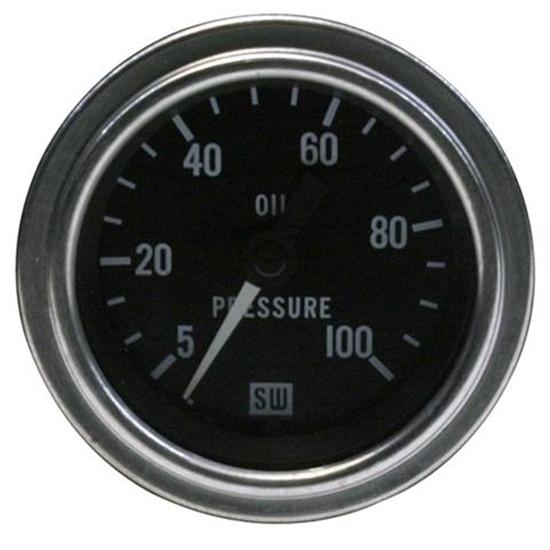 Stewart Warner 82323 Deluxe 2-1/16 Mech Oil Press Gauge, 5-100 PSI
