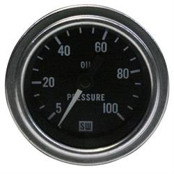 Stewart Warner 82323 Deluxe 2-1/16 Mech Oil Press Gauge, 5-100 PSI