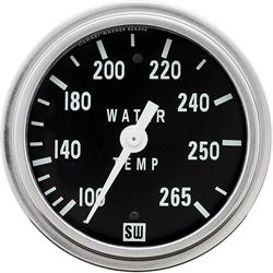 Stewart Warner Deluxe Racing Water Temp Gauge, Mechanical, 2-5/8 Inch