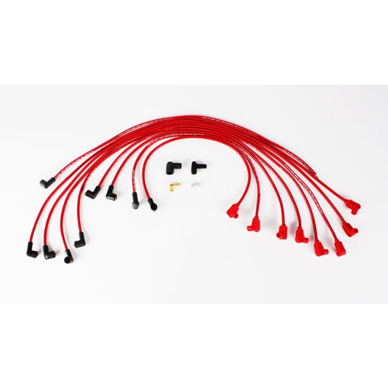 Taylor 76239 8mm Solid Core Plug Wires Under Headers, 90 , Red