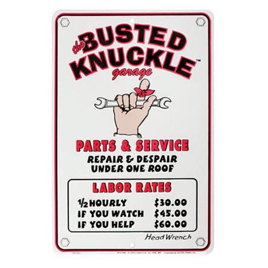 Garage Sale - Busted Knuckle Rate Vintage Tin Sign