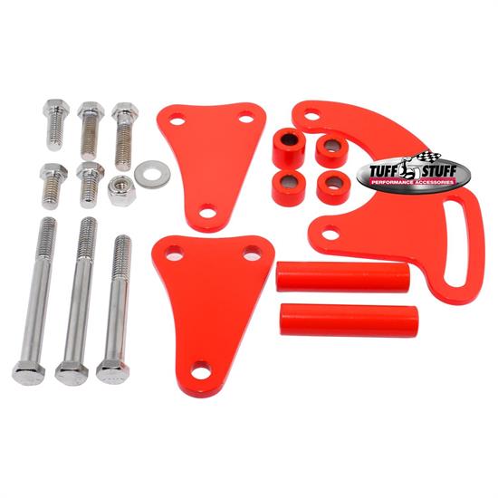 Tuff Stuff 6508BRED SBC Long Power Steering Pump Bracket, Red