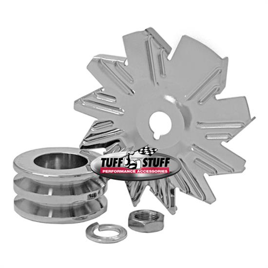 Tuff Stuff 7600B Chrome Alternator Fan And Pulley Combo