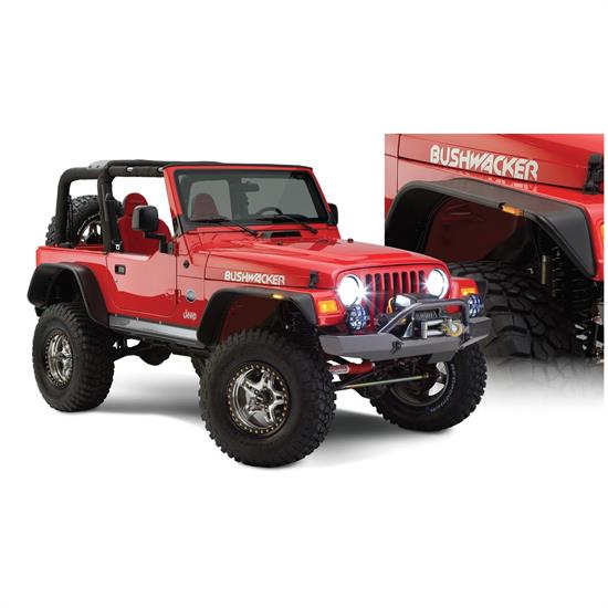 Bushwacker 10920-07 Flat Style Fender Flares F/R 97-06 Wrangler