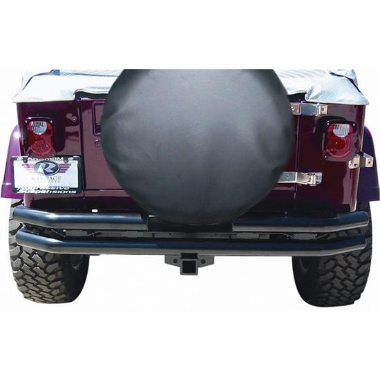 Rampage 7648 Rear Double Tube Bumper w/Receiver Black, Jeep