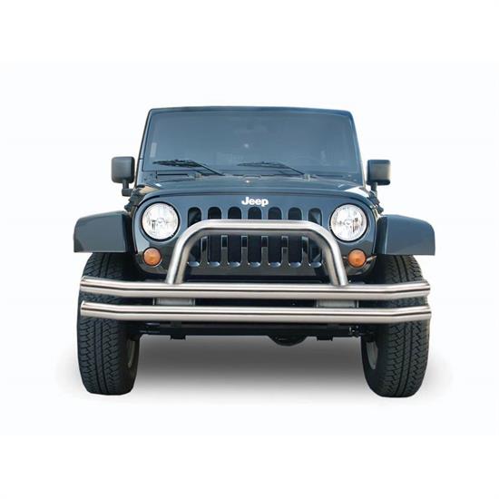 Rampage 8420 Front Double Tube Bumper w/Hoop Stainless Steel Jeep