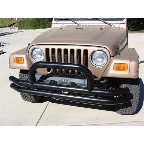 Rampage 8620 Front Double Tube Bumper w/Hoop Black, Jeep