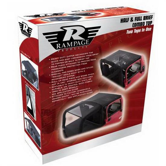 Rampage 94835 Combo Brief/Topper Black Diamond, 07-17 Wrangler