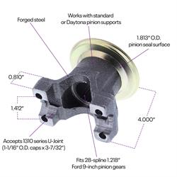 Ford 9 Inch 1310-Series Short/Small Pinion Yoke, 28-Spline