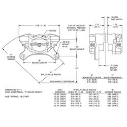 Wilwood 120-9689 Dynapro Single Caliper, DPS, 3.75 Inch Mount 1.75/.38