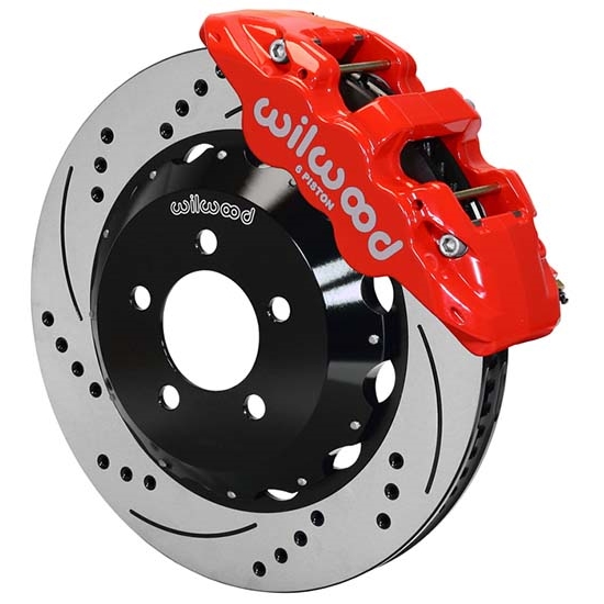 Wilwood 140-14067-DR AERO6 14.25 Inch Drilled Front Brake Kit, Red