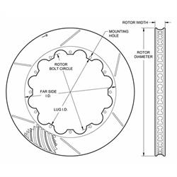Wilwood 160-8402 GT 72 SPC 37 SV Curved Vane RH Rotor, 14 x 1.10 Inch