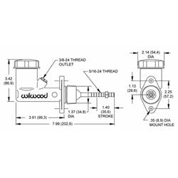 Wilwood 260-2636 Integral Reservoir Alum. Master Cylinder, 5/8 In Bore