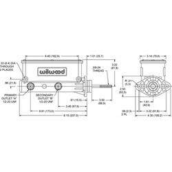 Wilwood 260-9439-BK H/V Aluminum Tandem Master Cylinder, 7/8 In. Bore