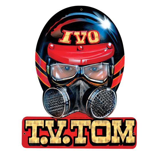 TV Tommy Ivo Helmet Vintage Tin Sign