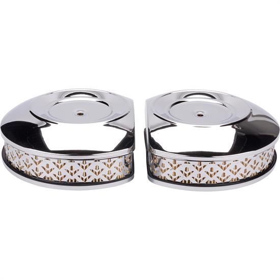 Speedway Round V8 Logo Dual Quad Air Cleaners, 4-1/8 Inch Base