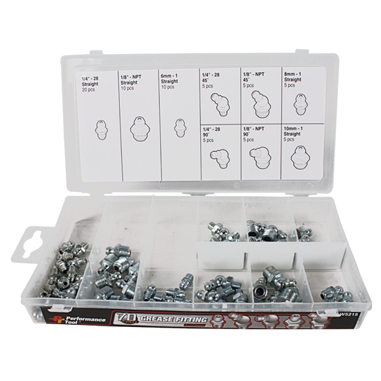 Grease Zerk Fitting Assortment - 70 Piece