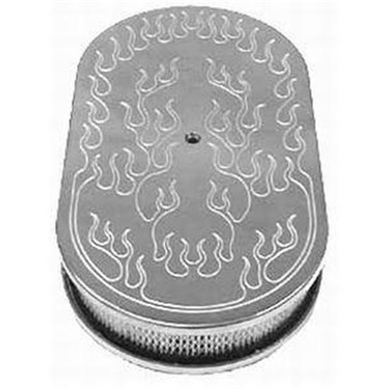 15 Inch Billet-Style Oval Air Cleaner, Flame Top