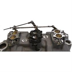 Chevy SBC Rochester 2-Jet 2G Tri-Power 3x2 Carb Kit w/ Linkage