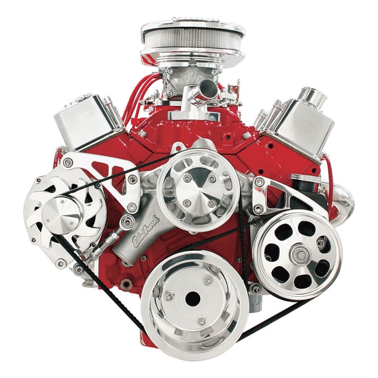 Billet FM2122PC S/B Chevy Mid Mount Serpentine Conversion Kit-Press-On