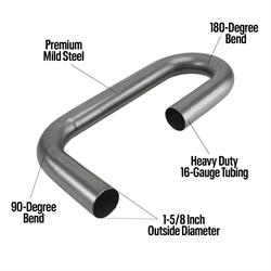 Combo Exhaust Pipe Mandrel Bend/Header Tubing, Mild Steel, 1-5/8"