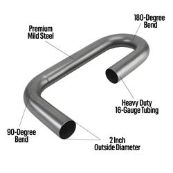 Combo Exhaust Pipe Mandrel Bend/Header Tubing, Mild Steel, 2 Inch