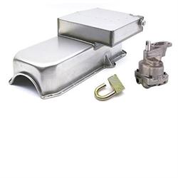 Stock Small Block Chevy Claimer Oil Pan Combo, Left Hand Side Dipstick