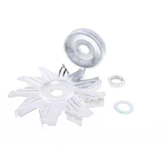Chrome Single Groove Alternator Pulley with Fan