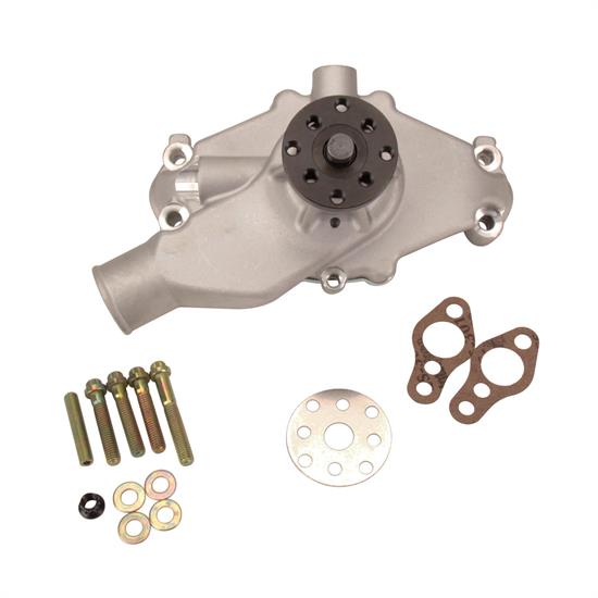 Short Water Pump for Small Block Chevy, Satin Finish, Aluminum