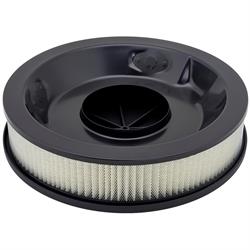 14 Inch Partial Finned Round Air Cleaner Set, Black Aluminum