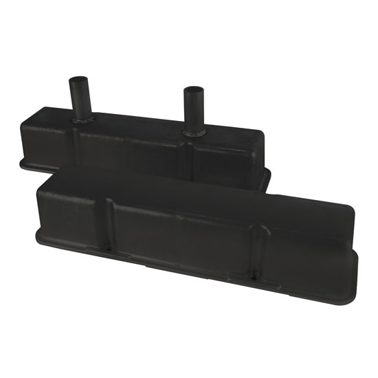 Speedway Chevy Tall Valve Covers w/ Breather Tubes, Black Steel